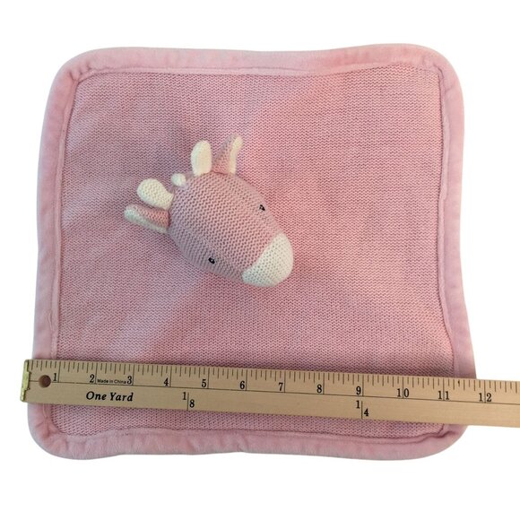 Peacock Alley Pink Knit Giraffe Lovey 12" Baby Security Blanket - Picture 4 of 6